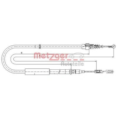 Afbeelding van METZGER 10.7513 Handremkabel Links achter, 1130/923mm Schijfremmen COFLE AUDI: A2 (8Z0) 1.4 TDI, 1.4, 1.2 1.6 FSI 2000 2005