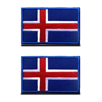 Afbeelding van 2 st. IJslandse vlag klittenband Tactisch IJslands nationaal embleem, geborduurde patch met klittenbandsluiting, militair voor rugzakken kleding tassen uniform vest jersey reizen