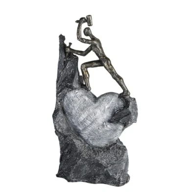 Afbeelding van Casablanca by Gilde Decoratief figuur Sculptuur Heart, bronskleurig/grijs object, hoogte 37 cm, motief hart, met teksthanger, woonkamer (1 stuk)