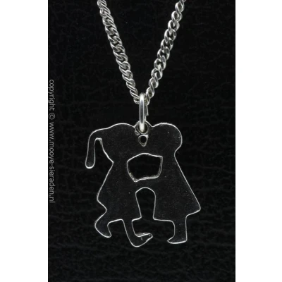 Afbeelding van Zilveren Jongen en meisje ketting hanger