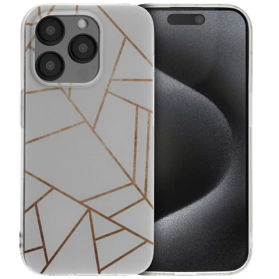 Afbeelding van Apple iPhone 15 Pro Hoesje Siliconen en TPU (zacht) iMoshion Softcase/Backcover White Graphic Telefoonhoesje