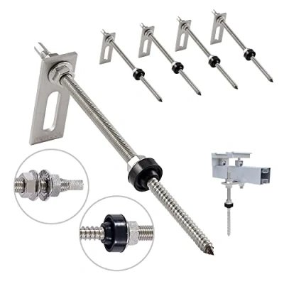 Afbeelding van NuaSol roestvrij staal 4x M10 x 250 mm Dubbeldraadse schroef met adapterplaat