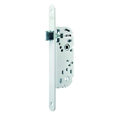 Afbeelding van Yale Inbouwslot zonder sleutel as 40 mm, kofferbak 135 mm Y12R A40/B/SC omkeerbare beugel, ronde uiteinden, binnendeur voor communicatie, keuken, woonkamer wit, inclusief sluitplaat