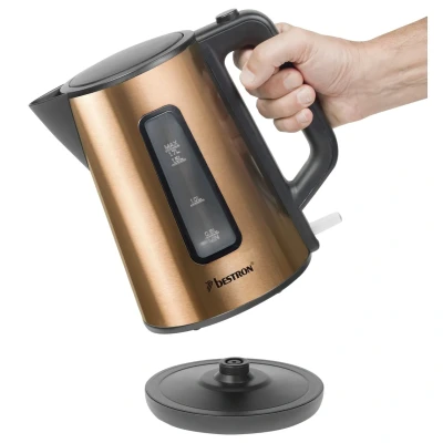 Afbeelding van Bestron Waterkoker, met 360 basis &amp; tot 1.7 Liter capaciteit, automatische kookstop droogkookbeveiliging, 2200W, AWK1000CO, kleur: Koper