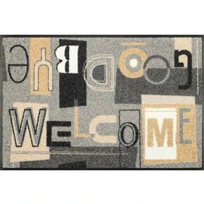 Afbeelding van was+droogdeurmat, Welcome Goodbye 50x75cm, binnen en buiten, wasbaar, kleurrijk
