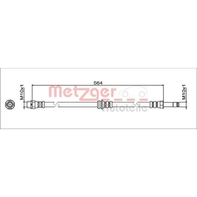 Afbeelding van METZGER 4112068 Remslang Vooras links, rechts 564mm M10x1mm BMW: i3 (I01) Elektrisch, Electric, Range Extender, s Elektrisch
