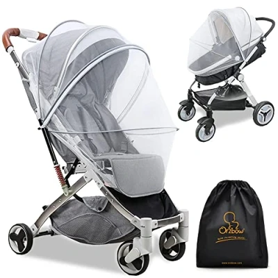 Afbeelding van Orzbow Universeel Klamboes voor Kinderwagen,Duurzaam Muggennet Wandelwagen met Rits,Stabiel Muskietennet Buggy Elastische Rand,Kwaliteitsdicht Gaas,Sterke Steun (Wit)
