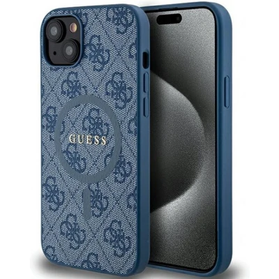 Afbeelding van Guess 4G Back Case (MagSafe Compatible) Geschikt voor Apple iPhone 15 (6.1&quot;) Blauw