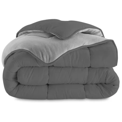 Afbeelding van IDMarket Dekbed 220 x 240 cm Zoe fleece tweezijdig lichtgrijs en grijs 400 g