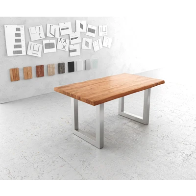Afbeelding van Eettafel Edge acacia natuur 160x90 XL edelstaal breed Live