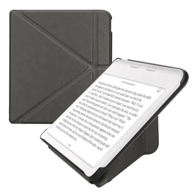 Afbeelding van kwmobile E reader hoesje geschikt voor Kobo Libra Colour hoes Ereader flip case met standaard cover van kunstleer In antraciet