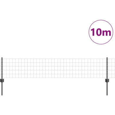 Afbeelding van vidaXL Euro Hek met 5 U Palen Grijs 0.4x10 m Staal