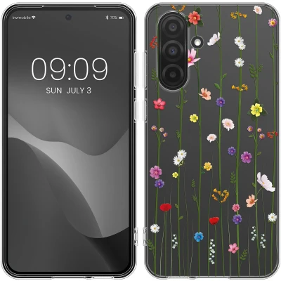 Afbeelding van kwmobile telefoonhoesje geschikt voor Samsung Galaxy A36 5G Hoesje smartphone in meerkleurig / transparant Wilde Bloemen Stengels design