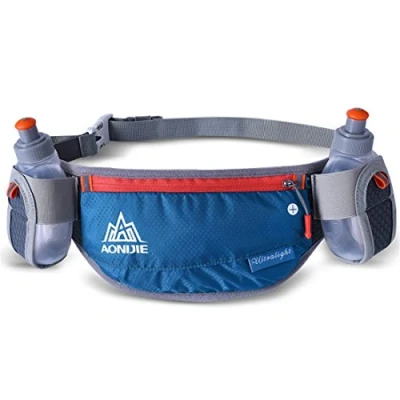 Afbeelding van AONIJIE Heren/Vrouwen Verstelbare Running Hydratatie Riemen Flessenhouder Riem Fanny Pack Taille Packs met 2 170ML Waterflessen (Donker Groen+2 stks Waterfles)