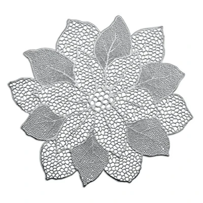Afbeelding van Zeller Placemats lotus bloem 1x zilver kunststof 49 x 47 cm