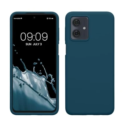 Afbeelding van kwmobile telefoonhoesje geschikt voor Motorola Moto G54 5G Hoesje met siliconen coating Smartphone case in petrol