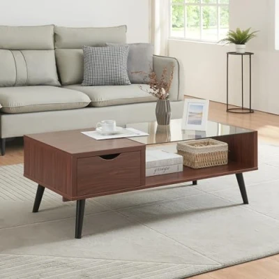 Afbeelding van Salontafel Markaryd 110x50x40 cm walnootkleurig