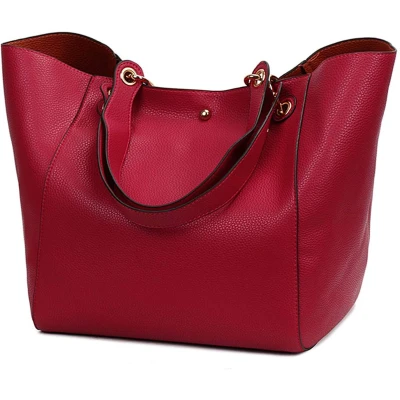 Afbeelding van Pahajim Fashion PU Lederen Waterdichte Handtassen Koppelingen Tassen Grote Tas Dames Tote Schoudertassen voor Vrouwen Zakken Het Werk Boodschappentas(Rood)