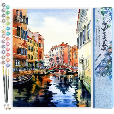 Afbeelding van Figured&#039;Art Schilderen op Nummer Volwassenen canvas Venetië aquarel Handwerk acrylverf Kit DIY Compleet 40x50cm zonder frame