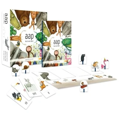 Afbeelding van Aap kiest een kaart Educatief spel 20 spelideeën om spelenderwijs te leren lezen