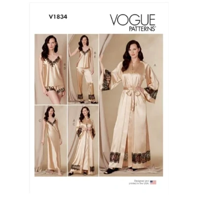 Afbeelding van Vogue Patronen V1834B5 mist nachtkleding B5 (8 10 12 14 16), Papier