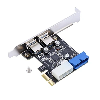 Afbeelding van PCI Express kaart, E Naar USB3.0 2 poorts 19 pins USB 3.0 kaartadapter met Interface aan de Voorzijde