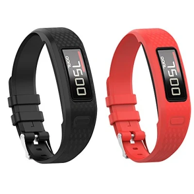 Afbeelding van Yikamosi Compatible With Garmin vivofit 1/vivofit 2 Band,Soft Silicone Stainless Steel Clasp Replacement Bracelet Strap For 2(Small,Black+Red)