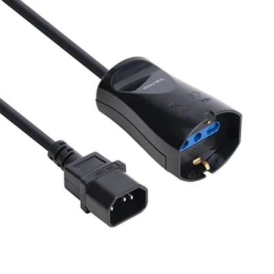Afbeelding van Vultech MU UPS02 stroomkabel IEC C14 mannelijk 10/16 A BIPASSO Schuko kabel UPS, stekker, tweepolig, zwart