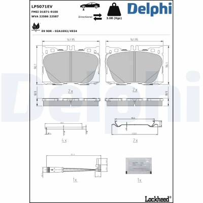 Afbeelding van Remblokset, schijfrem DELPHI LP5071EV