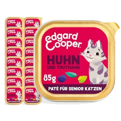 Afbeelding van Edgard &amp; Cooper Stukken in saus nat kattenvoer senior graanvrij, kattenvoer, kip en kalkoen, 85 g (16 stuks) voedende slachtafval, gezonde ingrediënten, 0%