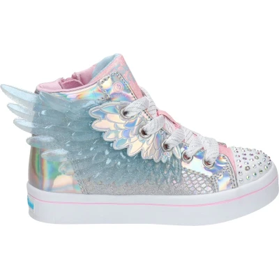Afbeelding van Skechers Twilites 2.0 Sneakers hoog voor kinderen, Maat: 28, Silver/pink &amp; lt. blue trim Textiel/ synthetisch
