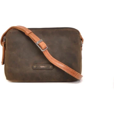Afbeelding van Berba 123 leren Crossbody in het Grijs Snelle bezorging Donker groen
