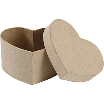 Afbeelding van Creotime Doos Hartvorm Papier maché 11,5 Cm Bruin Per Stuk