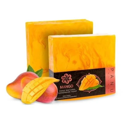 Afbeelding van Panu Soaps Mango Veganistische douchezeep voor alle huidtypes Natuurlijke zeep als vaste douchegel en shampoo Premium Soap Bar