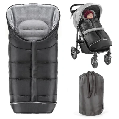 Afbeelding van Zamboo Voetenzak Universeel voor Kinderwagen, Wandelwagen en Buggy Zachte Thermo Fleece Gevoerde Wintervoetenzak met Capuchon Draagtas Water &amp; Vuilafstotend Zwart