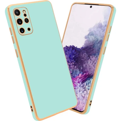 Afbeelding van Cadorabo Hoesje geschikt voor Samsung Galaxy S20 PLUS in Glossy Mintgroen Goud Beschermhoes Case Cover van flexibel TPU silicone en met camerabescherming