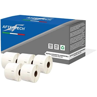 Afbeelding van Aftertech 5 x 11354 verwijderbare labelrollen 57 32 mm compatibel (1000 etiketten/rol = 5000 totaal) voor Dymo LabelWriter Seiko SLP etiketteermachines printer 5x11354R
