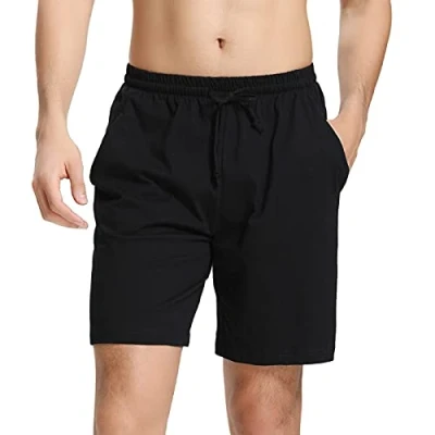 Afbeelding van NC Korte pyjamabroek voor heren, van katoen, bermuda, slaapshorts, pyjamabroek, zomerslaapbroek, vrijetijdsbroek mannen, zwart, M