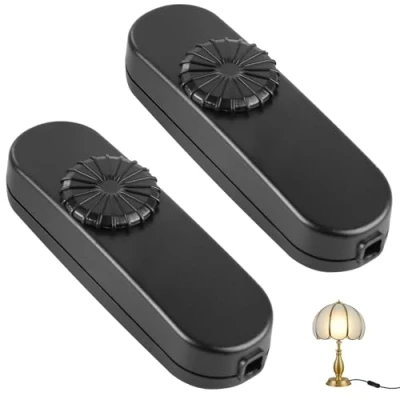 Afbeelding van Set van 2 dimmer voor ledlampen, dimschakelaar, 5 100 W, snoerdimmer ledlampen 230 V, dimmen 0% tot 100% dimbare gloeilampen, led lampen, tafellampen en staande zwart