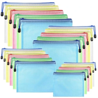 Afbeelding van KOOSREEL A3/A4/A5/A6 Documententas met ritssluiting, 5 kleuren, pvc, transparant, documentenvak, netstof, voor reizen, kantoor, accessoires, 20 stuks