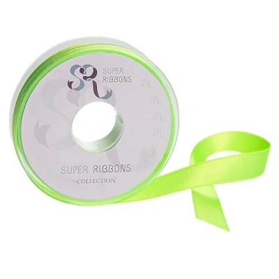 Afbeelding van SR SUPER RIBBONS®™ volledige haspel 6 mm dubbelzijdig satijnen lint, 20 meter op fluorescerend groen