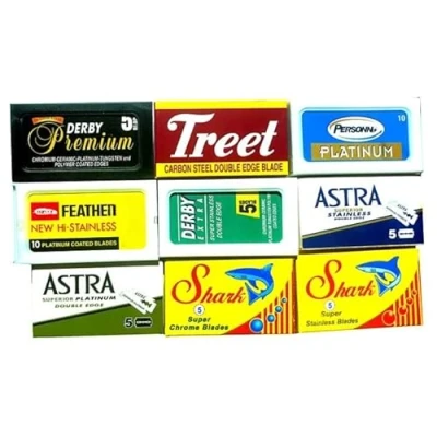 Afbeelding van Scheermesjes, 60 mesjes, Astra Derby Feater D0rco Shark Pers0nna Shark, 9 verschillende merken.