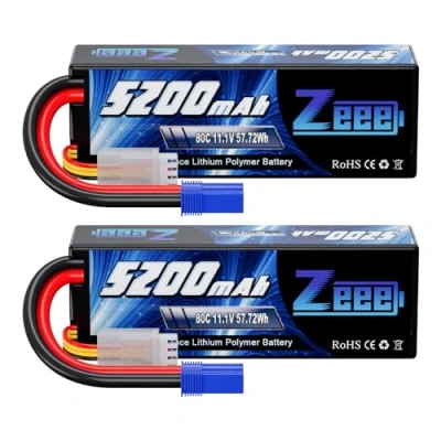 Afbeelding van Zeee 3S Lipo Accu 11.1V 80C 5200mAh Hardcase RC Batterij met EC5 stekker voor auto, vliegtuig, helikopter, hobby (2 packs)