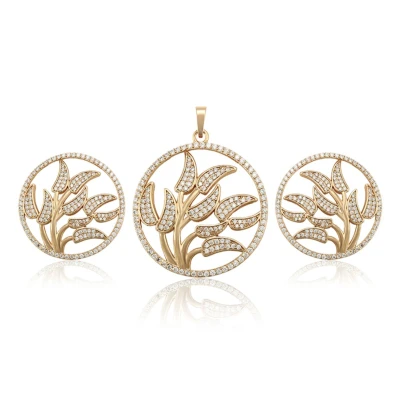 Afbeelding van N3 Collecties 18K Vergulde Ronde hanger met sieraden set