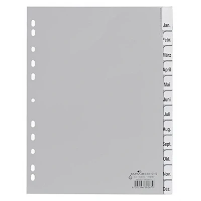 Afbeelding van Durable 641010 register, PP, blanco tabblad, voor A4, 12 delig 1