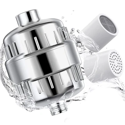 Afbeelding van Dogfish Douchefilter met 20 standen voor hard water, vitamine C, hoogwaardige universele kalkfilter het verwijderen van chloorfluoride, zware metalen, 2 extra reservefilterpatronen