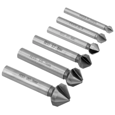 Afbeelding van QWORK® 6 Stuks Verzinkboor 90, 6.3 20.5 mm HSS Stalen Verzinkboor, Verzinkboorset voor hout, metaal, kunststof