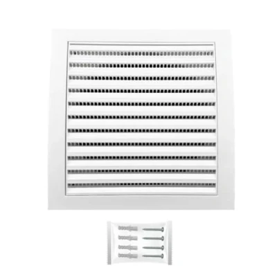 Afbeelding van H&amp;C VENT ventilatierooster, vierkant, 190 x mm, met insectenwering (Ø 150 wit), kunststof, weerbestendig rooster voor afzuigafdekking, buiten, afvoer, garage, deur,