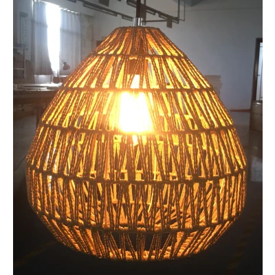 Afbeelding van Jute Touw Hanglamp, Handgemaakt, Naturel, 35 cm