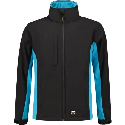 Afbeelding van Tricorp 402002 Softshell Bicolor Zwart/Turquoise 8XL